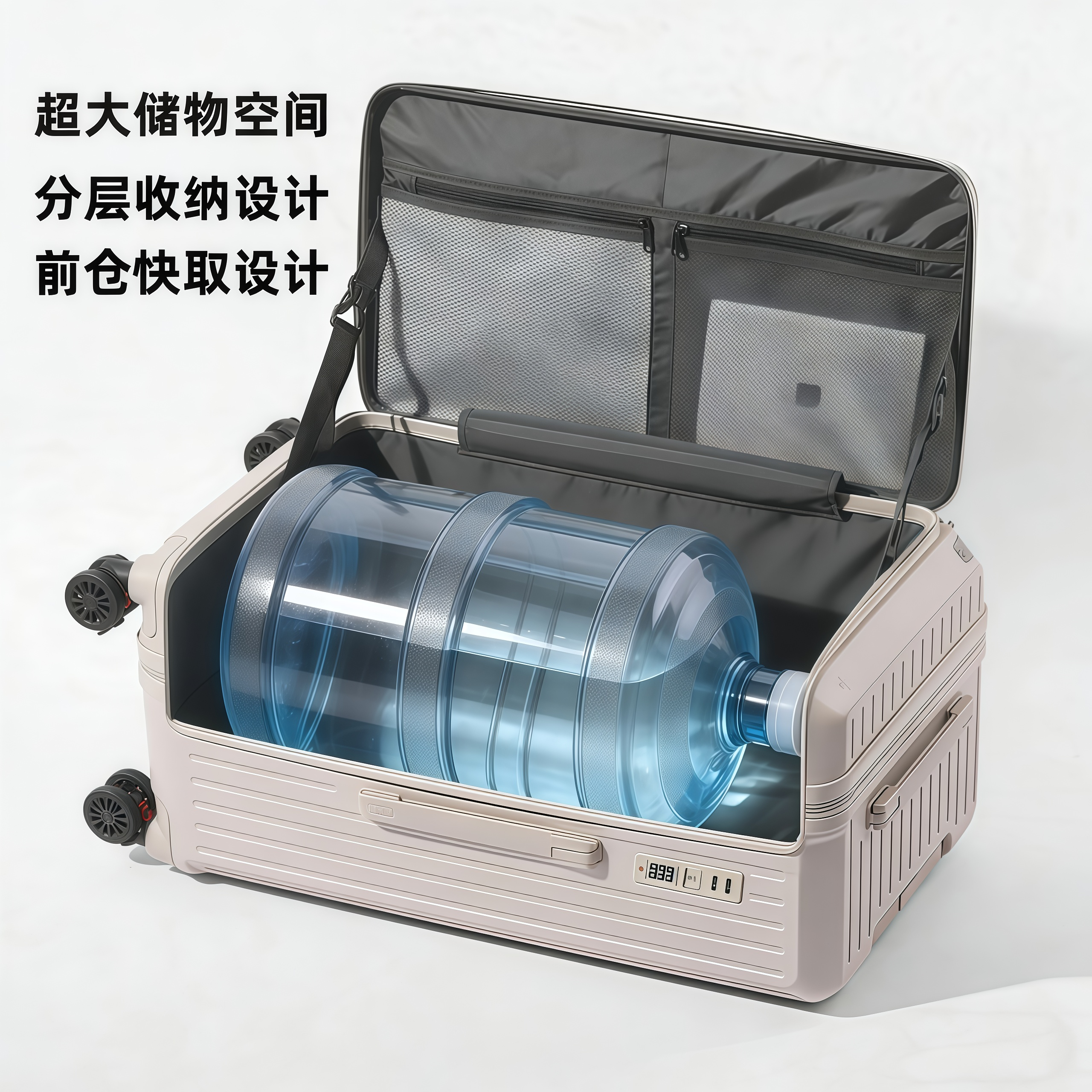 SGG侧面开行李箱扩容大容量拉链密码箱抗摔旅行箱登机旅行箱