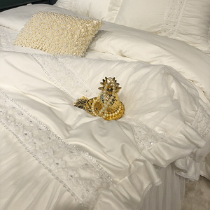 纯棉全棉床上四件套公主风法式床品女生蕾丝高级感夹棉床裙款仙女