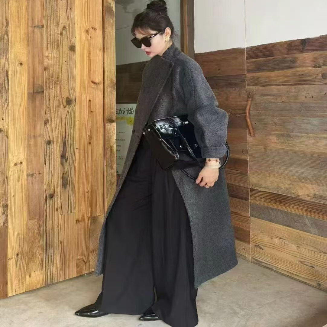 【林小雅专享】2025年立领双面羊绒大衣女系带羊毛呢外套中长版