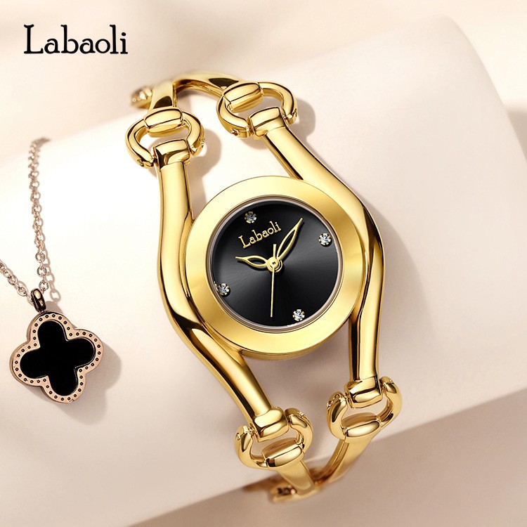 Labaoli拉宝丽新款手镯式手表女士精致轻奢防水女表石英腕表简约