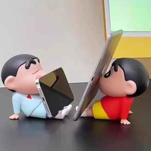 日漫蜡笔小新手机支架独家新款卡通小新野原新之助公仔桌面摆件