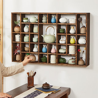 慕意博古架实木新中式多宝阁茶叶架展示柜摆件柜茶室茶具收纳置物