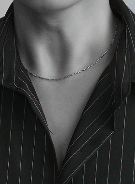 925银项链男生简约元宝链锁骨链个性饰品女情侣特色纯银时尚设计