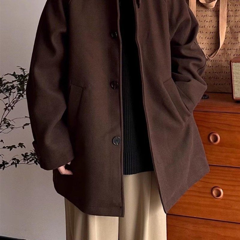 冬季日系男装覆古毛呢大衣男女氛围感中长款风衣宽松休闲保暖外套,男装,毛呢大衣,淘宝优惠券,粉丝福利购,淘宝优惠卷