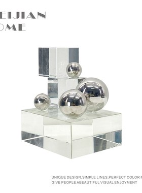 现代简约欧式轻奢水m晶几何体星球摆件样板房售楼处水晶阶梯装饰