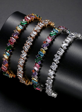 深秋手链 5A锆石镶嵌小众款时尚韩版百搭彩色抽拉绳手链手环新
