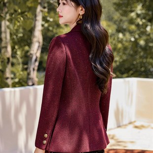 休闲气质一粒扣修 外套女FI高级感时尚 速发2024秋冬新款 羊毛呢西装