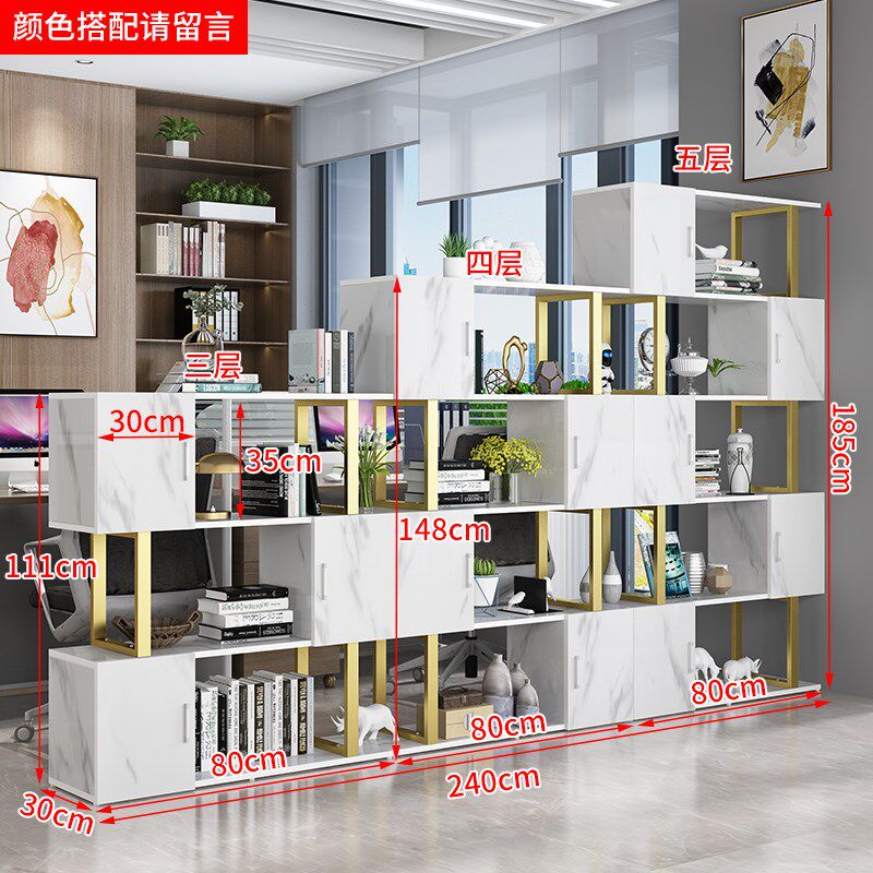 6R隔断置物架办公室书架美发廊理C发店现代简约铁艺屏风玄关展示