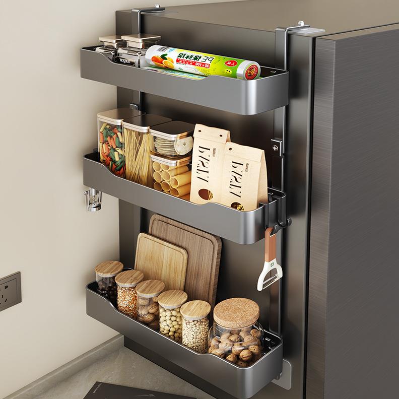 冰箱置物架侧面收纳神器厨房用品家用大全多功能双层保鲜膜挂架子