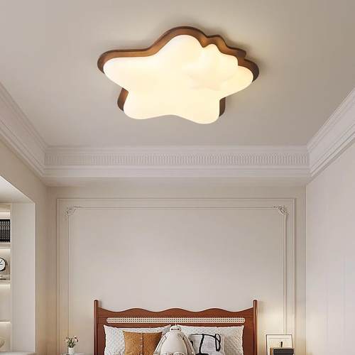 卧室灯星星月亮实木儿童房护眼吸顶灯复古创意个性主卧室房间灯具