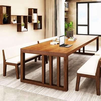 全实木大书桌长工作台家用去客厅化简约学习桌长条办公阅读写字桌