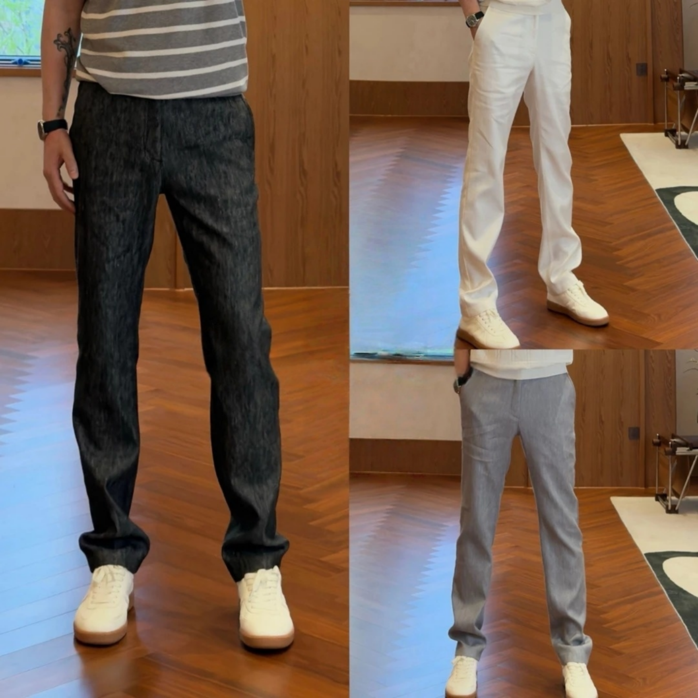 百搭老钱风松弛感夏季新款男士简约纯色直筒裤宽松休闲裤商务长裤