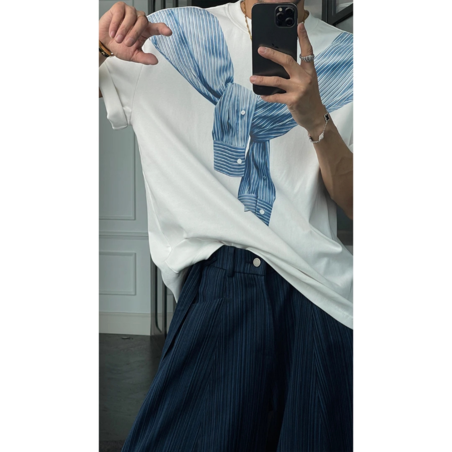 春季新品网红爆款时尚痞帅百搭男士圆领短袖T恤宽松撞色半袖上衣