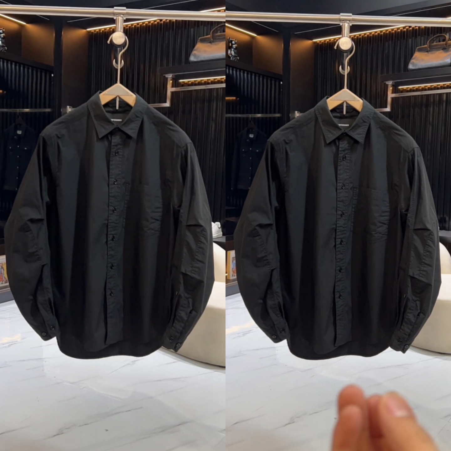 2026年春季简约风翻领衬衫外套男士黑色个性休闲高级感设计感夹克