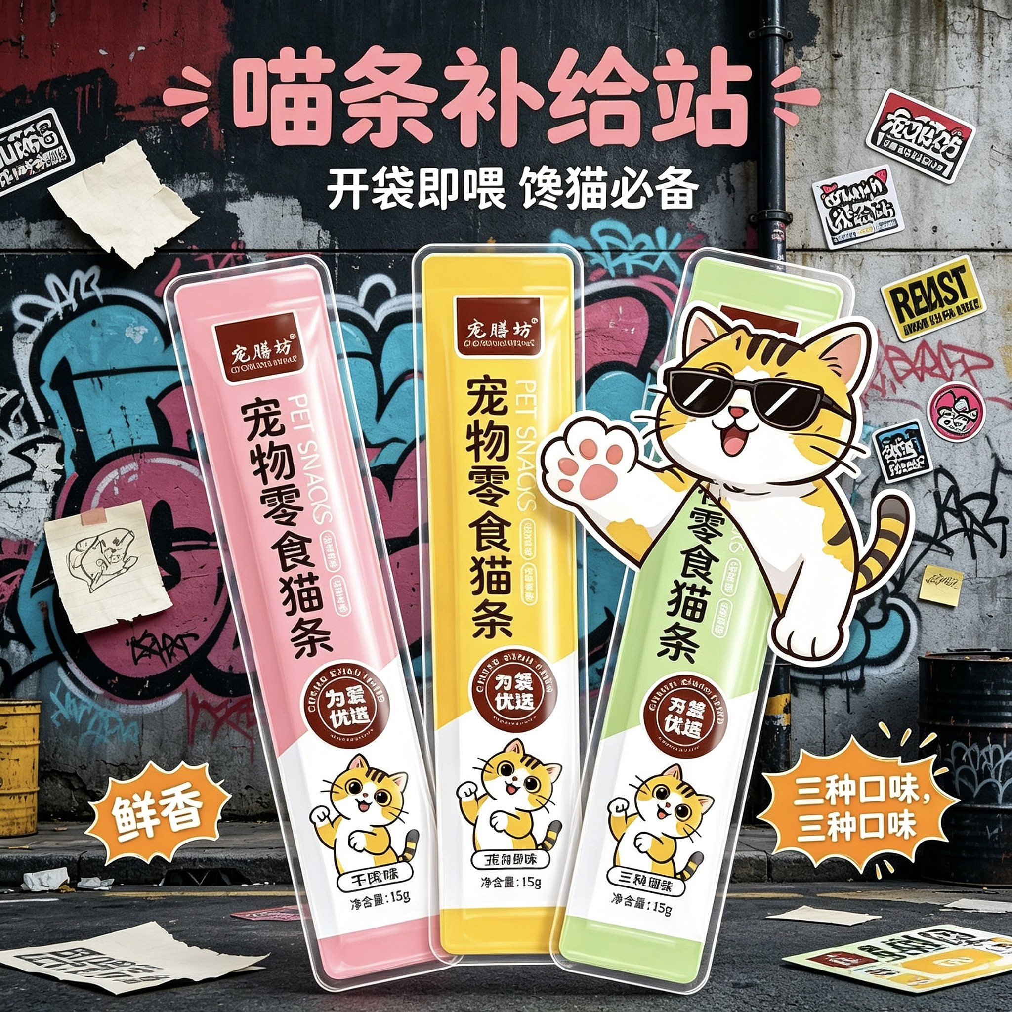 猫咪鲜肉猫条流质湿粮包补水增肥发腮幼猫成猫互动零食