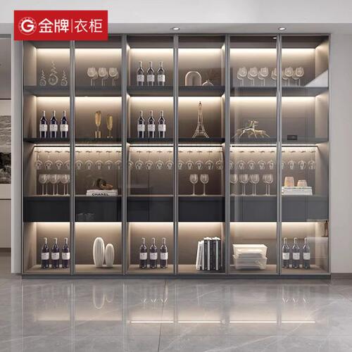 厨房整体衣柜家用酒柜式隔断全屋定制收纳柜储物柜玻璃门置物金牌