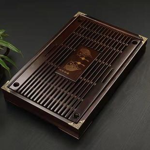茶海小茶台 鑫裕源原木实木茶盘家用简约储水排水两用托盘抽屉式