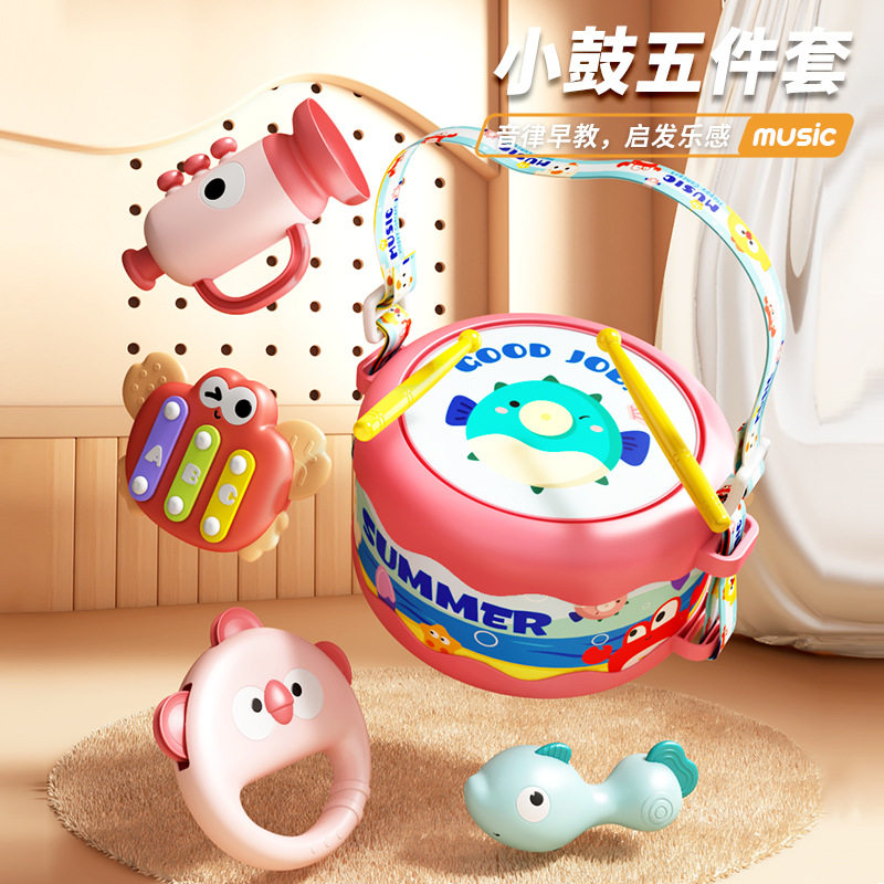 新款 儿童手拍鼓婴儿打击乐器宝宝铃鼓益智早教6个月手摇铃小玩具