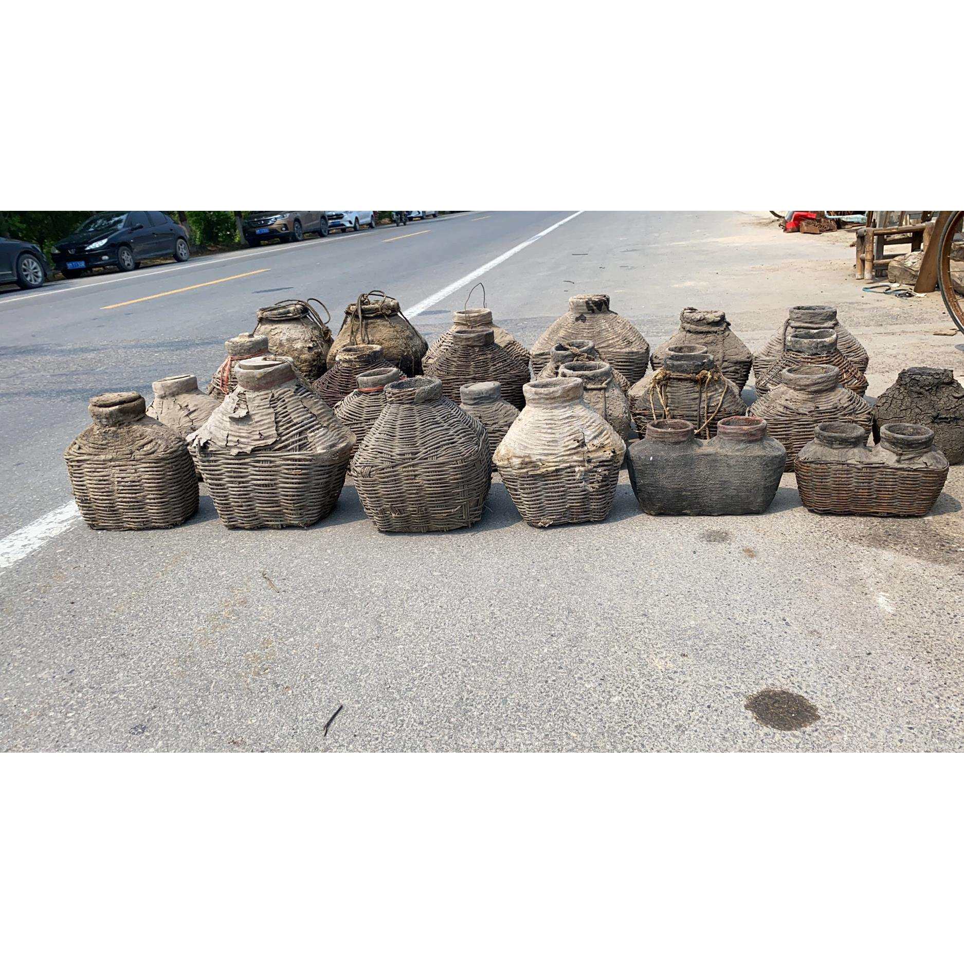 民俗老物件怀旧柳编收藏鱼篓老米斗米笙鱼篓油篓饭店复古装饰摆件