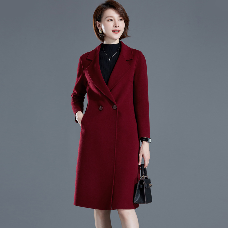 2025秋冬季新款洋气双面羊绒大衣女中长款修身妈妈装羊毛呢子