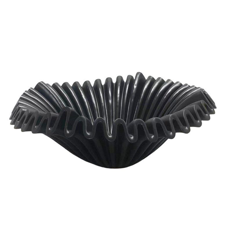 复古黑色现代简约树脂果盘装饰艺术品摆件客厅玄关样板间收纳茶几