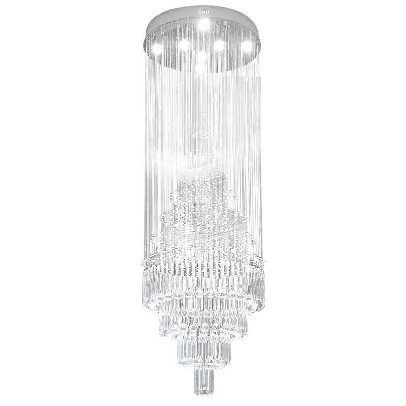 现代水晶长吊灯圆形客厅灯酒店别墅大厅水晶吊线灯楼梯间灯饰灯具