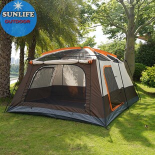 畅销大型露营帐篷5 12人户外多功能野营帐篷2房1厅家庭帐篷
