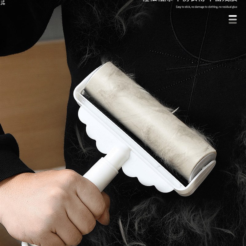 3EW1长杆滚筒除毛器卷纸粘毛器地板地毯伸缩杆可撕式粘毛纸滚粘毛