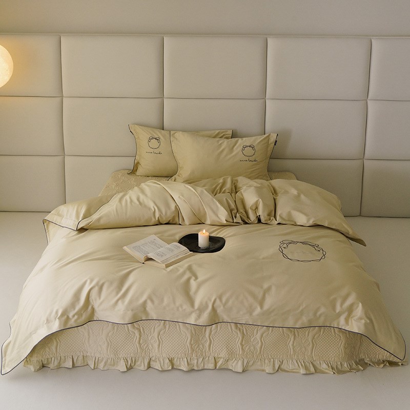 加厚绗缝床盖式丨商场高定轻奢S100长绒棉烫钻四件套免熨烫免打理