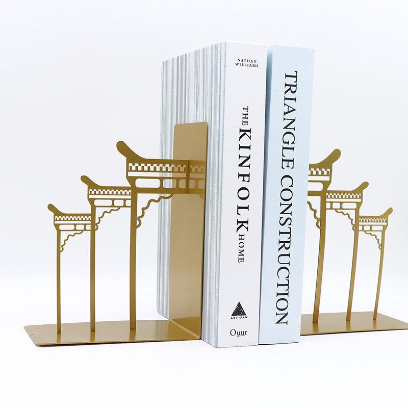厂家设计任何款式书立中国风金属电镀工艺书立架客厅书靠摆件书档