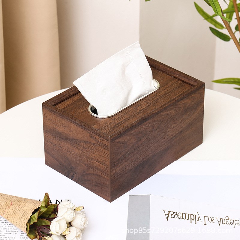 家用实木展示储物盒收纳盒子客厅纸巾盒轻奢风创意简约多色抽纸盒