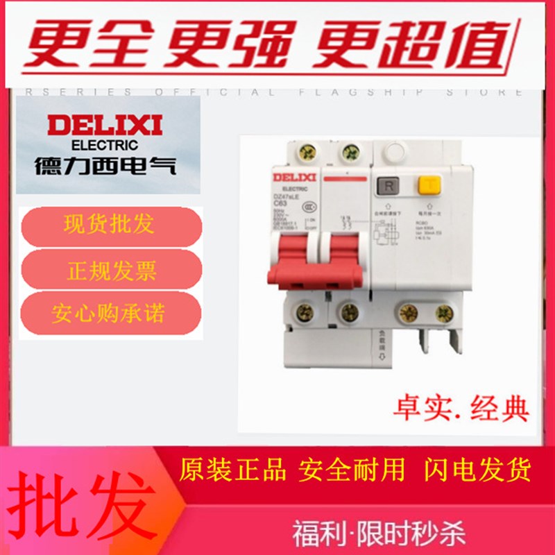 空气开关断路器 DZ47SLE 2P+N C63A 家用总开关 总漏电开关DLX