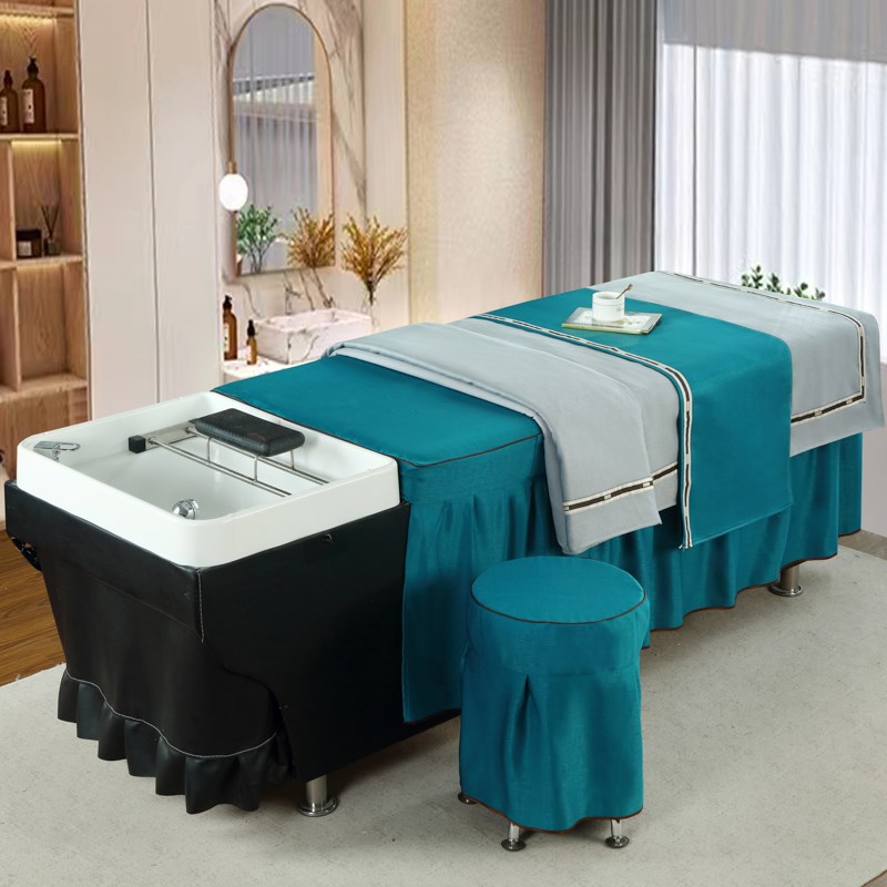 1F31F3泰式洗头床床罩套 棉麻加厚头疗床罩四件套四季通用定 制