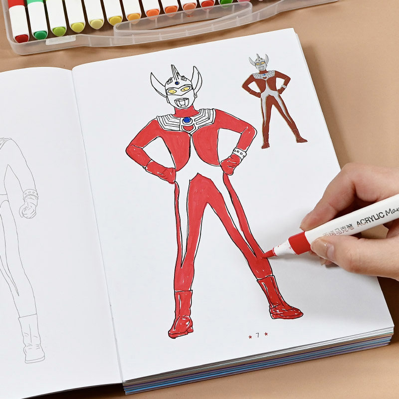奥特曼涂色本儿童简笔画速描画画本3-6岁幼儿园宝宝涂鸦绘画册