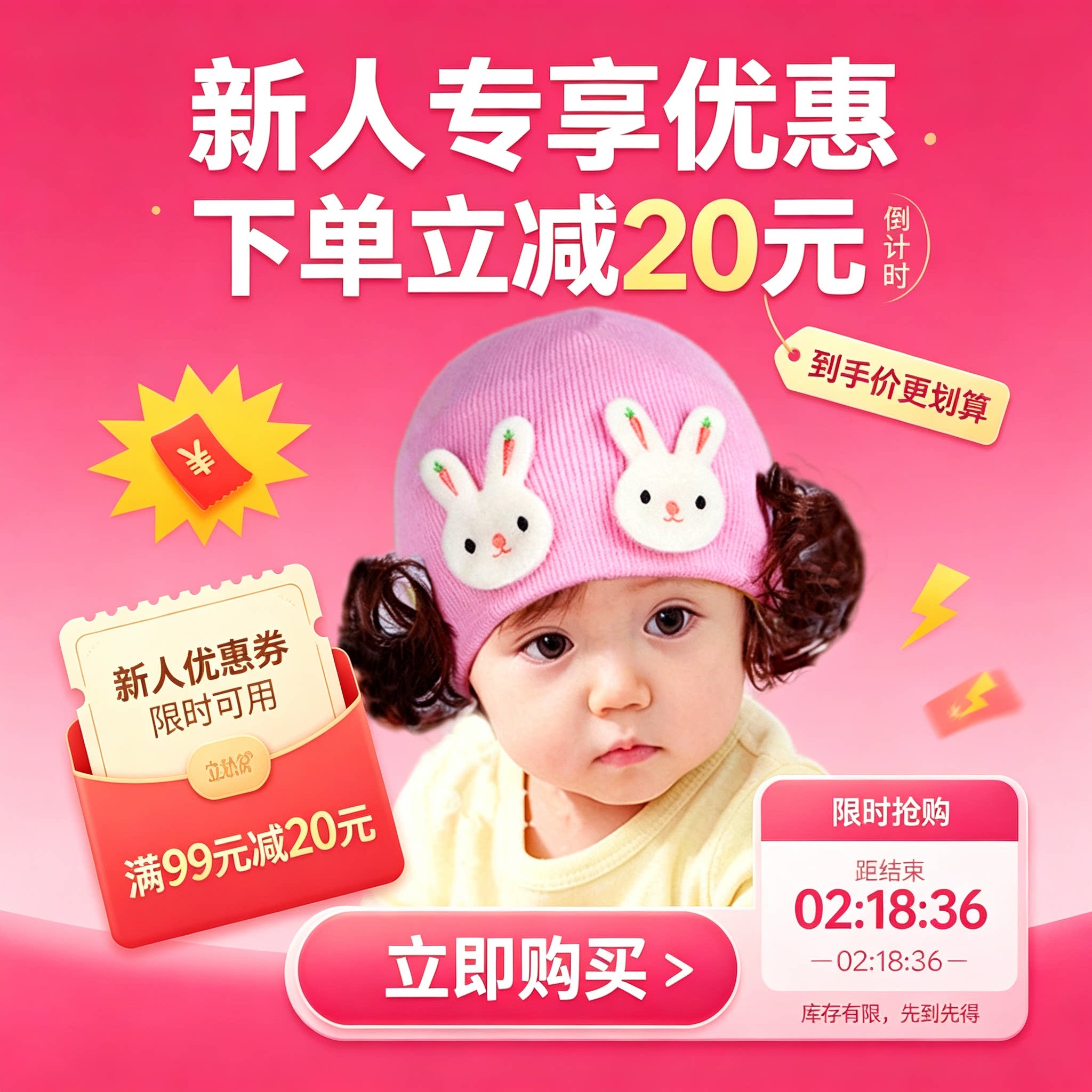 秋冬婴幼儿针织保暖公主帽