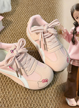 真皮女童鞋子德训鞋2025秋冬新款儿童小白鞋女孩休闲运动阿甘板鞋