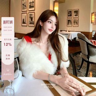 bewithRosey 进口saga狐狸毛双色披肩皮草 昭和雪姬