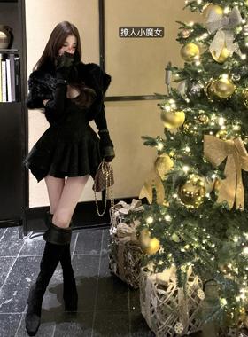 bewithRosey【撩人小魔女】狐狸毛兔毛拼接短款披肩坎肩皮草外套