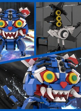 跨境新品猎魔女团KpopDemonHunters蓝色老虎三眼乌鸦积木玩具桌摆