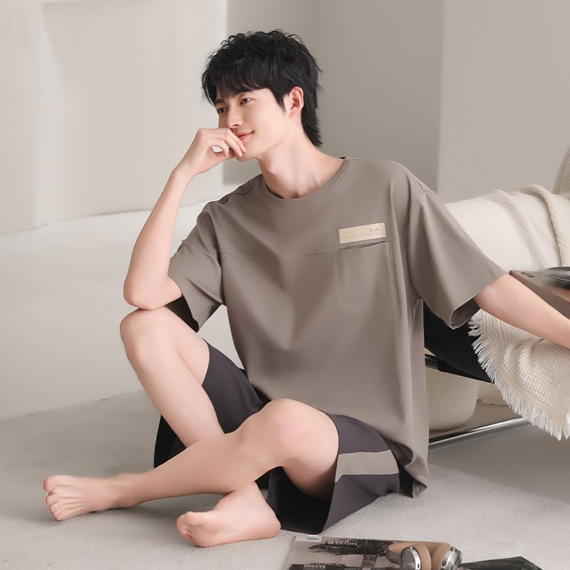 纯棉男士睡衣夏季短袖短裤大码运动休闲薄款可外穿男款家居服套装