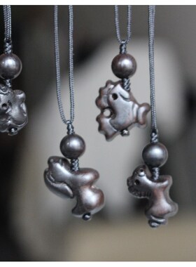 超小黑檀木雕刻十二生肖吊坠鼠牛虎兔龙蛇马羊猴鸡狗猪黑色项链