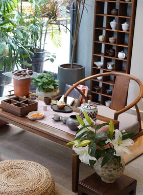 白驹谷黑胡桃木榻榻米炕桌飘窗桌茶室简约禅意新中式矮桌小茶几