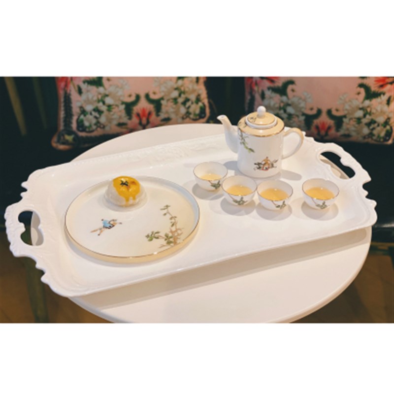 错过不再遇见 21英寸 骨瓷浮雕奢华大托盘 素白 好搭配法式公主风