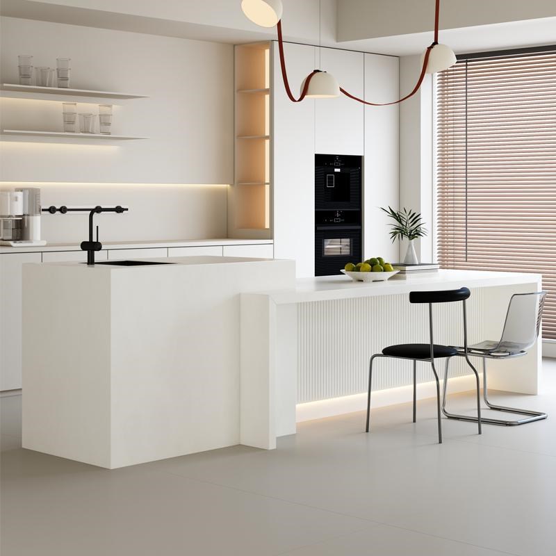 岩板岛台餐桌一体现代简约西厨中导台家用别墅大平层开放式厨房