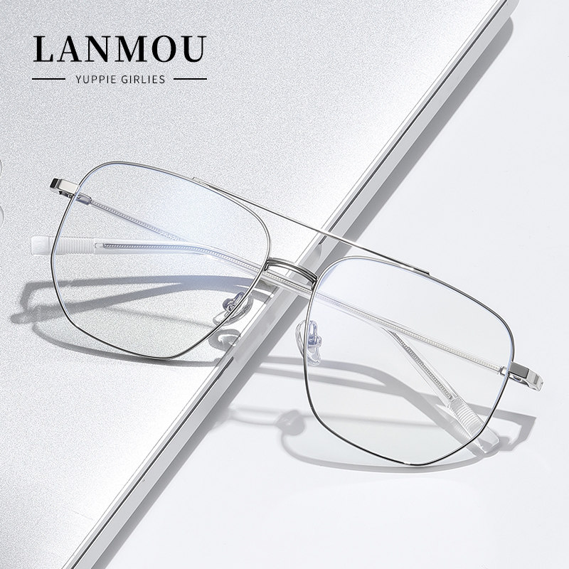 大框变色近视眼镜男潮大脸防蓝光金属双梁眼镜框可配镜片眼睛架女