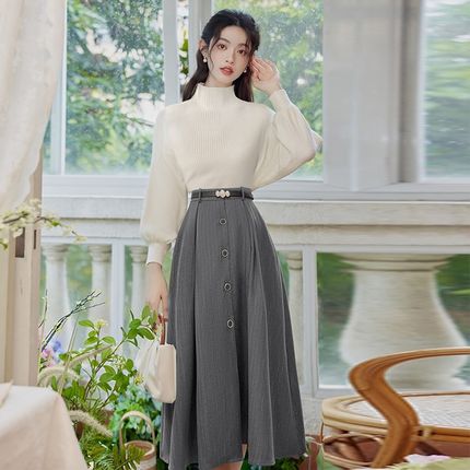 秋装新款2024秋冬季套装法式连衣裙女款毛衣N两件套内搭气质美拉