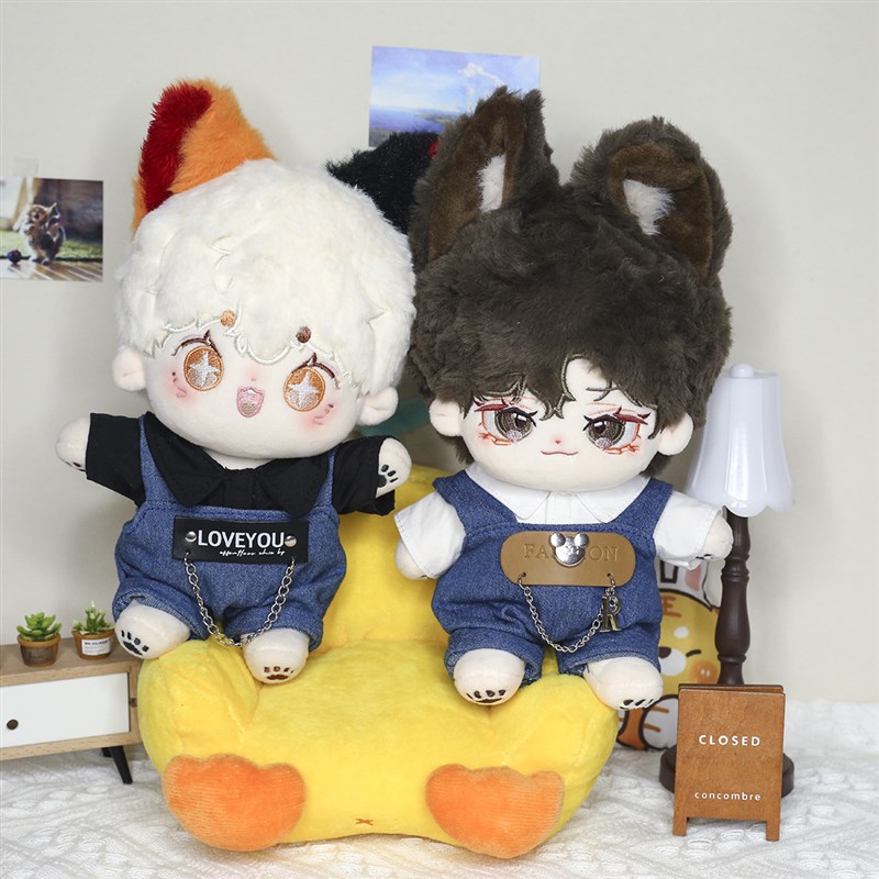 现货20cm娃衣娃用背带裤酷盖20厘米棉花娃娃衣服鞋子套装娃用配件