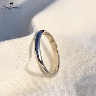 《十二》纯钛光面素圈戒指纯色简约小众质感闭口男女情侣对戒素戒