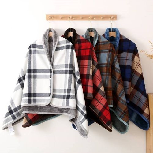 午睡披肩斗篷毯办公室趴着睡保暖毛毯盖腿护腰暖毯吸湿发热沙发毯