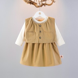 周岁宝宝公主裙子儿童时髦两件套 新款 女童洋气连衣裙套装 2025春季